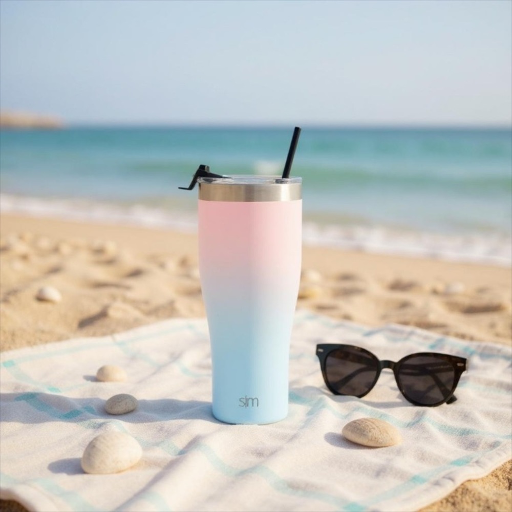 New Simple Modern Rainbow Blue and Pink Tumbler with Straw 40oz